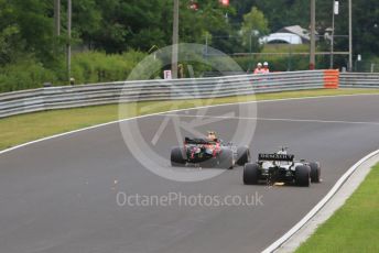 World © Octane Photographic Ltd. Formula 1 – Hungarian GP - Practice 2. Aston Martin Red Bull Racing RB15 – Pierre Gasly and Renault Sport F1 Team RS19 – Daniel Ricciardo. Hungaroring, Budapest, Hungary. Friday 2nd August 2019.