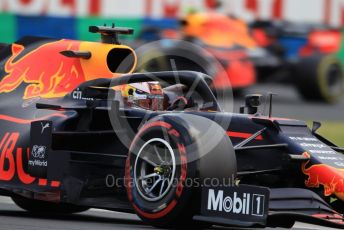 World © Octane Photographic Ltd. Formula 1 – Hungarian GP - Practice 3. Aston Martin Red Bull Racing RB15 – Max Verstappen and Pierre Gasly. Hungaroring, Budapest, Hungary. Saturday 3rd August 2019.