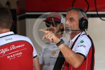 World © Octane Photographic Ltd. Formula 1 – Hungarian GP - Practice 3. Alfa Romeo Racing C38 – Antonio Giovinazzi and Beat Zehnder – Team Manager. Hungaroring, Budapest, Hungary. Saturday 3rd August 2019.