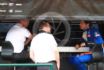 World © Octane Photographic Ltd. Formula 1 – Hungarian GP - Practice 3. McLaren MCL34 – Carlos Sainz and Andreas Seidl, Team Principle . Hungaroring, Budapest, Hungary. Saturday 3rd August 2019.