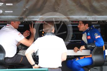 World © Octane Photographic Ltd. Formula 1 – Hungarian GP - Practice 3. McLaren MCL34 – Carlos Sainz and Andreas Seidl, Team Principle . Hungaroring, Budapest, Hungary. Saturday 3rd August 2019.