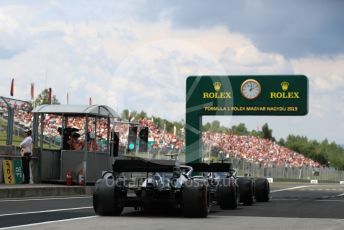 World © Octane Photographic Ltd. Formula 1 – Hungarian GP - Practice 3. Mercedes AMG Petronas Motorsport AMG F1 W10 EQ Power+ - Lewis Hamilton and Valtteri Bottas. Hungaroring, Budapest, Hungary. Saturday 3rd August 2019.