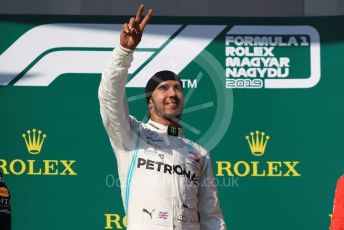 World © Octane Photographic Ltd. Formula 1 – Hungarian GP - Podium. Mercedes AMG Petronas Motorsport AMG F1 W10 EQ Power+ - Lewis Hamilton. Hungaroring, Budapest, Hungary. Sunday 4th August 2019.