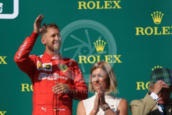 World © Octane Photographic Ltd. Formula 1 – Hungarian GP - Podium. Scuderia Ferrari SF90 – Sebastian Vettel. Hungaroring, Budapest, Hungary. Sunday 4th August 2019.