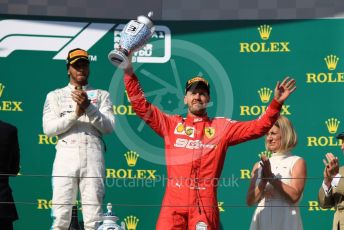 World © Octane Photographic Ltd. Formula 1 – Hungarian GP - Podium. Mercedes AMG Petronas Motorsport AMG F1 W10 EQ Power+ - Lewis Hamilton and Scuderia Ferrari SF90 – Sebastian Vettel. Hungaroring, Budapest, Hungary. Sunday 4th August 2019.