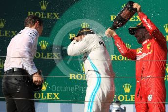 World © Octane Photographic Ltd. Formula 1 – Hungarian GP - Podium. Mercedes AMG Petronas Motorsport AMG F1 W10 EQ Power+ - Lewis Hamilton and Scuderia Ferrari SF90 – Sebastian Vettel. Hungaroring, Budapest, Hungary. Sunday 4th August 2019.