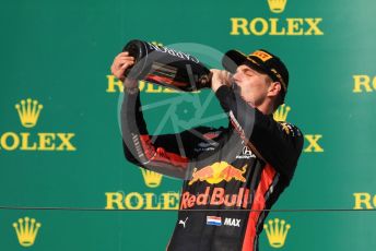 World © Octane Photographic Ltd. Formula 1 – Hungarian GP - Podium. Aston Martin Red Bull Racing RB15 – Max Verstappen. Hungaroring, Budapest, Hungary. Sunday 4th August 2019.