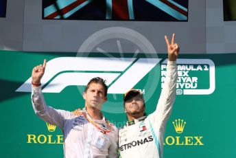 World © Octane Photographic Ltd. Formula 1 – Hungarian GP - Podium. Mercedes AMG Petronas Motorsport AMG F1 W10 EQ Power+ - Lewis Hamilton. Hungaroring, Budapest, Hungary. Sunday 4th August 2019.