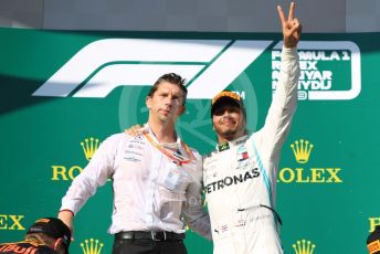 World © Octane Photographic Ltd. Formula 1 – Hungarian GP - Podium. Mercedes AMG Petronas Motorsport AMG F1 W10 EQ Power+ - Lewis Hamilton. Hungaroring, Budapest, Hungary. Sunday 4th August 2019.