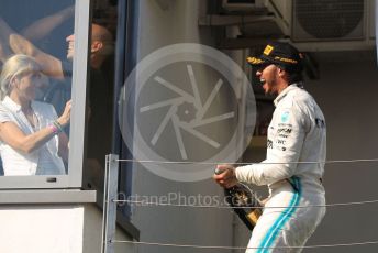 World © Octane Photographic Ltd. Formula 1 – Hungarian GP - Podium. Mercedes AMG Petronas Motorsport AMG F1 W10 EQ Power+ - Lewis Hamilton. Hungaroring, Budapest, Hungary. Sunday 4th August 2019.