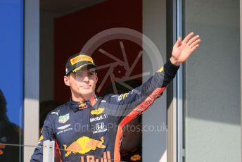 World © Octane Photographic Ltd. Formula 1 – Hungarian GP - Podium. Aston Martin Red Bull Racing RB15 – Max Verstappen. Hungaroring, Budapest, Hungary. Sunday 4th August 2019.