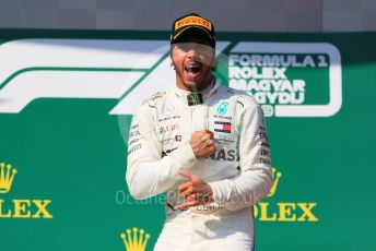 World © Octane Photographic Ltd. Formula 1 – Hungarian GP - Podium. Mercedes AMG Petronas Motorsport AMG F1 W10 EQ Power+ - Lewis Hamilton. Hungaroring, Budapest, Hungary. Sunday 4th August 2019.