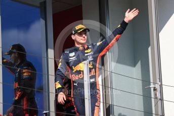 World © Octane Photographic Ltd. Formula 1 – Hungarian GP - Podium. Aston Martin Red Bull Racing RB15 – Max Verstappen. Hungaroring, Budapest, Hungary. Sunday 4th August 2019.
