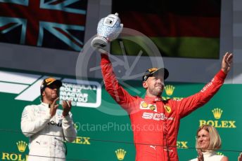 World © Octane Photographic Ltd. Formula 1 – Hungarian GP - Podium. Mercedes AMG Petronas Motorsport AMG F1 W10 EQ Power+ - Lewis Hamilton and Scuderia Ferrari SF90 – Sebastian Vettel. Hungaroring, Budapest, Hungary. Sunday 4th August 2019.