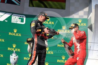 World © Octane Photographic Ltd. Formula 1 – Hungarian GP - Podium. Aston Martin Red Bull Racing RB15 – Max Verstappen and Scuderia Ferrari SF90 – Sebastian Vettel. Hungaroring, Budapest, Hungary. Sunday 4th August 2019.