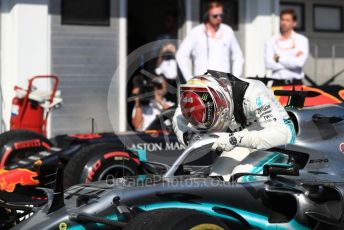 World © Octane Photographic Ltd. Formula 1 – Hungarian GP - Parc Ferme. Mercedes AMG Petronas Motorsport AMG F1 W10 EQ Power+ - Lewis Hamilton. Hungaroring, Budapest, Hungary. Sunday 4th August 2019.