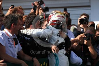 World © Octane Photographic Ltd. Formula 1 – Hungarian GP - Parc Ferme. Mercedes AMG Petronas Motorsport AMG F1 W10 EQ Power+ - Lewis Hamilton. Hungaroring, Budapest, Hungary. Sunday 4th August 2019.