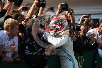 World © Octane Photographic Ltd. Formula 1 – Hungarian GP - Parc Ferme. Mercedes AMG Petronas Motorsport AMG F1 W10 EQ Power+ - Lewis Hamilton. Hungaroring, Budapest, Hungary. Sunday 4th August 2019.