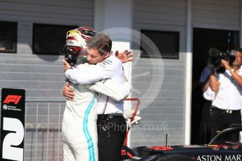 World © Octane Photographic Ltd. Formula 1 – Hungarian GP - Parc Ferme. Mercedes AMG Petronas Motorsport AMG F1 W10 EQ Power+ - Lewis Hamilton. Hungaroring, Budapest, Hungary. Sunday 4th August 2019.