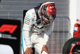 World © Octane Photographic Ltd. Formula 1 – Hungarian GP - Parc Ferme. Mercedes AMG Petronas Motorsport AMG F1 W10 EQ Power+ - Lewis Hamilton. Hungaroring, Budapest, Hungary. Sunday 4th August 2019.