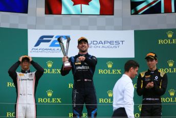World © Octane Photographic Ltd. FIA Formula 2 (F2) – Hungarian GP - Race 1. DAMS - Nicholas Latifi, ART Grand Prix - Nyck de Vries and Campos Racing - Jack Aitken. Hungaroring, Budapest, Hungary. Saturday 3rd August 2019.