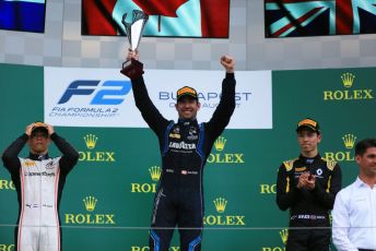 World © Octane Photographic Ltd. FIA Formula 2 (F2) – Hungarian GP - Race 1. DAMS - Nicholas Latifi, ART Grand Prix - Nyck de Vries and Campos Racing - Jack Aitken. Hungaroring, Budapest, Hungary. Saturday 3rd August 2019.