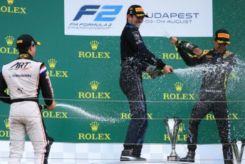 World © Octane Photographic Ltd. FIA Formula 2 (F2) – Hungarian GP - Race 1. DAMS - Nicholas Latifi, ART Grand Prix - Nyck de Vries and Campos Racing - Jack Aitken. Hungaroring, Budapest, Hungary. Saturday 3rd August 2019.