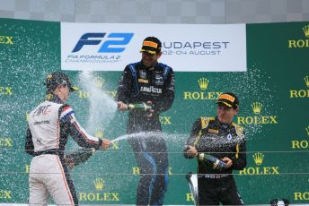 World © Octane Photographic Ltd. FIA Formula 2 (F2) – Hungarian GP - Race 1. DAMS - Nicholas Latifi, ART Grand Prix - Nyck de Vries and Campos Racing - Jack Aitken. Hungaroring, Budapest, Hungary. Saturday 3rd August 2019.