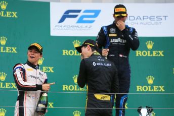 World © Octane Photographic Ltd. FIA Formula 2 (F2) – Hungarian GP - Race 1. DAMS - Nicholas Latifi, ART Grand Prix - Nyck de Vries and Campos Racing - Jack Aitken. Hungaroring, Budapest, Hungary. Saturday 3rd August 2019.