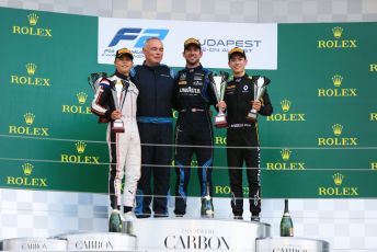 World © Octane Photographic Ltd. FIA Formula 2 (F2) – Hungarian GP - Race 1. DAMS - Nicholas Latifi, ART Grand Prix - Nyck de Vries and Campos Racing - Jack Aitken. Hungaroring, Budapest, Hungary. Saturday 3rd August 2019.