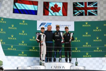 World © Octane Photographic Ltd. FIA Formula 2 (F2) – Hungarian GP - Race 1. DAMS - Nicholas Latifi, ART Grand Prix - Nyck de Vries and Campos Racing - Jack Aitken. Hungaroring, Budapest, Hungary. Saturday 3rd August 2019.