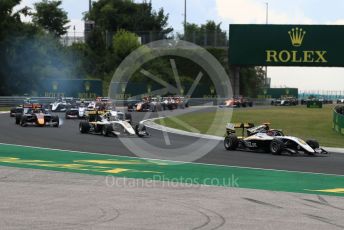 World © Octane Photographic Ltd. FIA Formula 3 (F3) – Hungarian GP – Race 1. ART Grand Prix - Max Fewtrell, Trident - Niko Kari and Hitech Grand Prix - Juri Vips. Hungaroring, Budapest, Hungary. Saturday 3rd August 2019.
