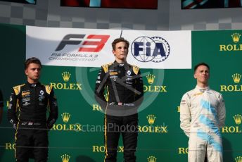 World © Octane Photographic Ltd. FIA Formula 3 (F3) – Hungarian GP – Race 1. ART Grand Prix - Christian Lundgaard and Max Fewtrell and HWA Racelab - Jake Hughes. Hungaroring, Budapest, Hungary. Saturday 3rd August 2019.