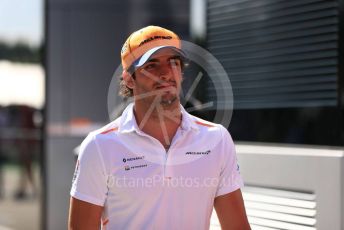 World © Octane Photographic Ltd. Formula 1 – Hungarian GP - Paddock. McLaren MCL34 – Carlos Sainz. Hungaroring, Budapest, Hungary. Sunday 4th August 2019.