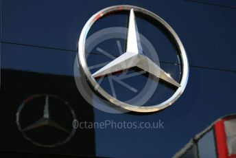 World © Octane Photographic Ltd. Formula 1 - Hungarian GP - Paddock. Mercedes logo. Hungaroring, Budapest, Hungary. Sunday 4th August 2019.