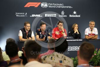 World © Octane Photographic Ltd. Formula 1 - Hungarian GP - Friday FIA Team. Mattia Binotto – Team Principal of Scuderia Ferrari, Beat Zehnder – Team Manager Alfa Romeo Racing, Andreas Seidl, Team Principle at McLaren, Christian Horner - Team Principal of Red Bull Racing and Claire Williams - Deputy Team Principal of ROKiT Williams Racing. Hungaroring, Budapest, Hungary. Friday 2nd August 2019.