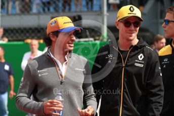 World © Octane Photographic Ltd. Formula 1 – Italian GP - Drivers Parade. Renault Sport F1 Team RS19 – Nico Hulkenberg and McLaren MCL34 – Carlos Sainz. Autodromo Nazionale Monza, Monza, Italy. Sunday 8th September 2019.