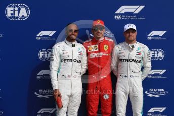 World © Octane Photographic Ltd. Formula 1 – Italian GP - Qualifying. Scuderia Ferrari SF90 – Charles Leclerc, Mercedes AMG Petronas Motorsport AMG F1 W10 EQ Power+ - Lewis Hamilton and Valtteri Bottas. Autodromo Nazionale Monza, Monza, Italy. Saturday 7th September 2019.