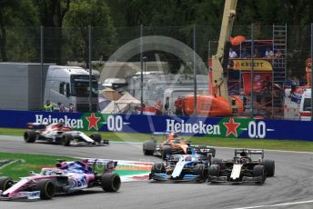 World © Octane Photographic Ltd. Formula 1 – Italian GP - Race. Rich Energy Haas F1 Team VF19 – Romain Grosjean and ROKiT Williams Racing FW 42 – George Russell. Autodromo. Autodromo Nazionale Monza, Monza, Italy. Sunday 8th September 2019.