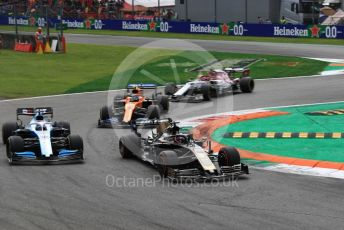 World © Octane Photographic Ltd. Formula 1 – Italian GP - Race. Rich Energy Haas F1 Team VF19 – Romain Grosjean and ROKiT Williams Racing FW 42 – George Russell. Autodromo. Autodromo Nazionale Monza, Monza, Italy. Sunday 8th September 2019.
