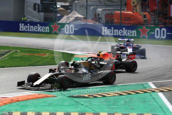 World © Octane Photographic Ltd. Formula 1 – Italian GP - Race. Rich Energy Haas F1 Team VF19 – Kevin Magnussen and Aston Martin Red Bull Racing RB15 – Alexander Albon. Autodromo Nazionale Monza, Monza, Italy. Sunday 8th September 2019.