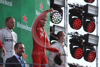 World © Octane Photographic Ltd. Formula 1 – Italian GP - Race Podium. Scuderia Ferrari SF90 – Charles Leclerc, Mercedes AMG Petronas Motorsport AMG F1 W10 EQ Power+ - Valtteri Bottas and Lewis Hamilton. Autodromo Nazionale Monza, Monza, Italy. Sunday 8th September 2019.