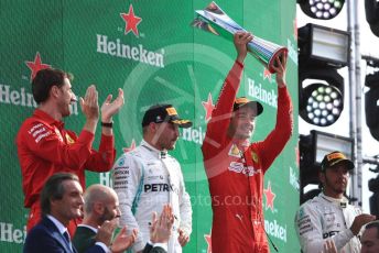 World © Octane Photographic Ltd. Formula 1 – Italian GP - Race Podium. Scuderia Ferrari SF90 – Charles Leclerc, Mercedes AMG Petronas Motorsport AMG F1 W10 EQ Power+ - Valtteri Bottas and Lewis Hamilton. Autodromo Nazionale Monza, Monza, Italy. Sunday 8th September 2019.