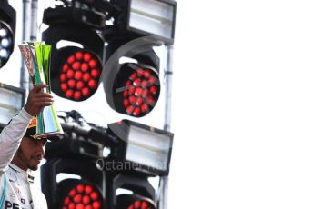 World © Octane Photographic Ltd. Formula 1 – Italian GP - Race Podium. Mercedes AMG Petronas Motorsport AMG F1 W10 EQ Power+ - Lewis Hamilton. Autodromo Nazionale Monza, Monza, Italy. Sunday 8th September 2019.