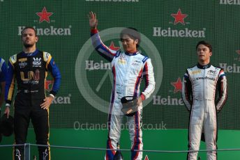 World © Octane Photographic Ltd. Formula 2 – Italian GP - Race 1. Nobuharu Matsushita - Carlin, Luca Ghiotto - UNI-Virtuosi Racing, Nyck De Vries - ART Grand Prix. Autodromo Nazionale Monza, Monza, Italy. Saturday 7th September 2019.