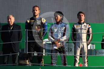 World © Octane Photographic Ltd. Formula 2 – Italian GP - Race 1. Nobuharu Matsushita - Carlin, Luca Ghiotto - UNI-Virtuosi Racing, Nyck De Vries - ART Grand Prix and Jean Todt. Autodromo Nazionale Monza, Monza, Italy. Saturday 7th September 2019.