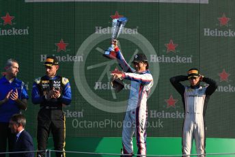 World © Octane Photographic Ltd. Formula 2 – Italian GP - Race 1. Nobuharu Matsushita - Carlin, Luca Ghiotto - UNI-Virtuosi Racing, Nyck De Vries - ART Grand Prix. Autodromo Nazionale Monza, Monza, Italy. Saturday 7th September 2019.