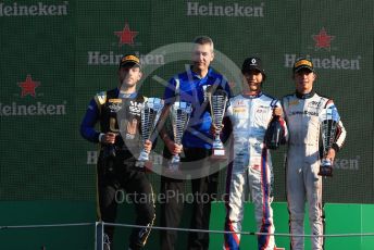 World © Octane Photographic Ltd. Formula 2 – Italian GP - Race 1. Nobuharu Matsushita - Carlin, Luca Ghiotto - UNI-Virtuosi Racing, Nyck De Vries - ART Grand Prix. Autodromo Nazionale Monza, Monza, Italy. Saturday 7th September 2019.