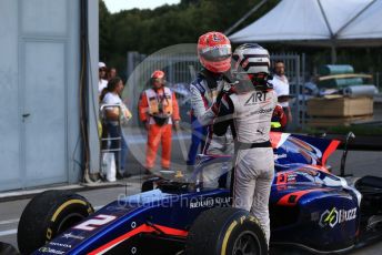 World © Octane Photographic Ltd. Formula 2 – Italian GP - Race 1. Nobuharu Matsushita - Carlin, Nyck De Vries - ART Grand Prix. Autodromo Nazionale Monza, Monza, Italy. Saturday 7th September 2019.