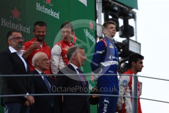 World © Octane Photographic Ltd. Formula 3 – Italian GP - Race 1. Robert Shwartzman - PREMA Racing, Marcus Armstrong - PREMA Racing and Jehan Daruvala - PREMA Racing. Autodromo Nazionale Monza, Monza, Italy. Saturday 7th September 2019.